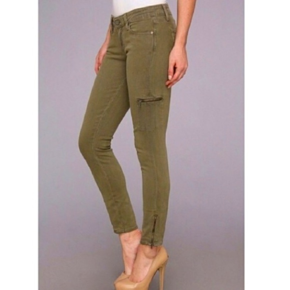 PAIGE olive green skinny jeans